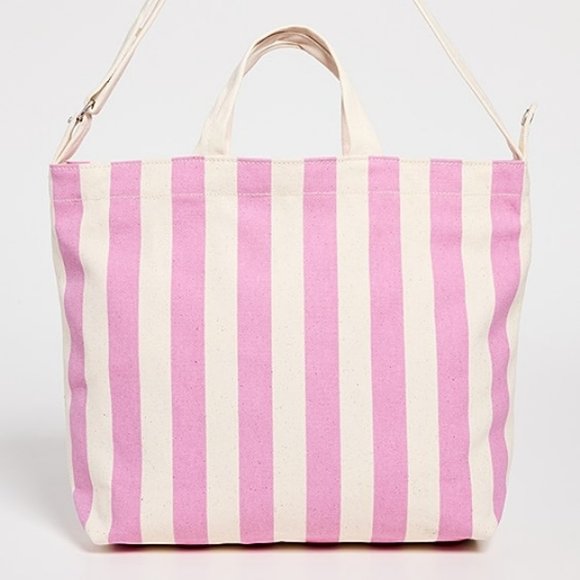 NWT Baggu Horizontal Zip Duck Bag - Pink Awning Stripe - Picture 1 of 6